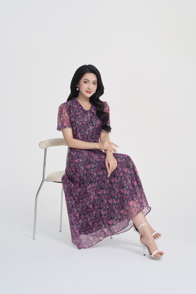 ĐẦM HOA TÍM D17212