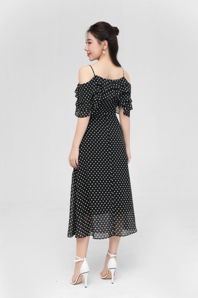  ĐẦM TRỄ VAI CHẤM BI D17222 