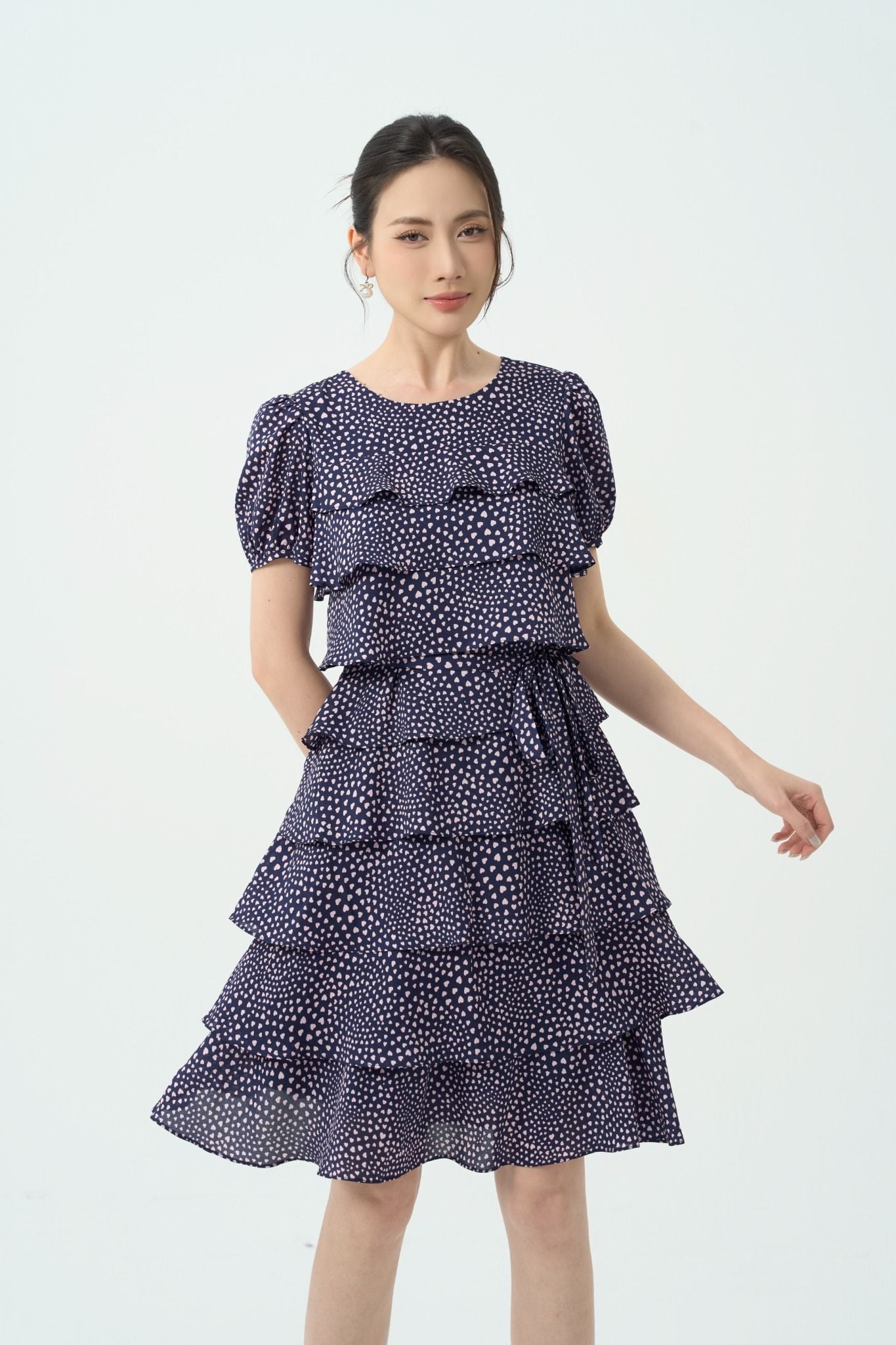 ĐẦM HỌA TIẾT XẾP TẦNG D17642