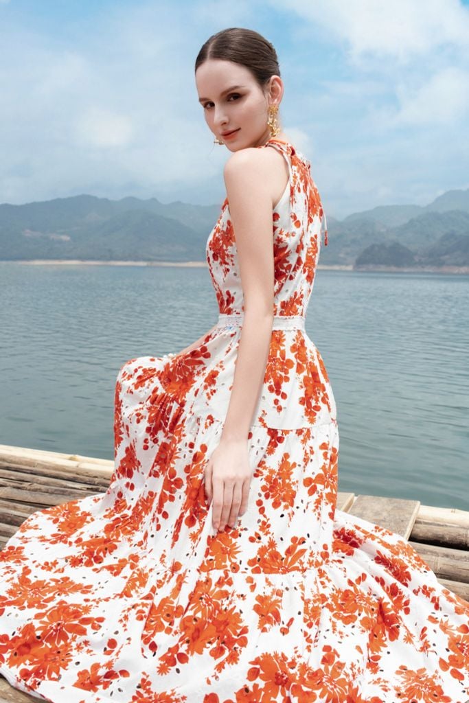  ĐẦM HOA ĐỎ D18642 