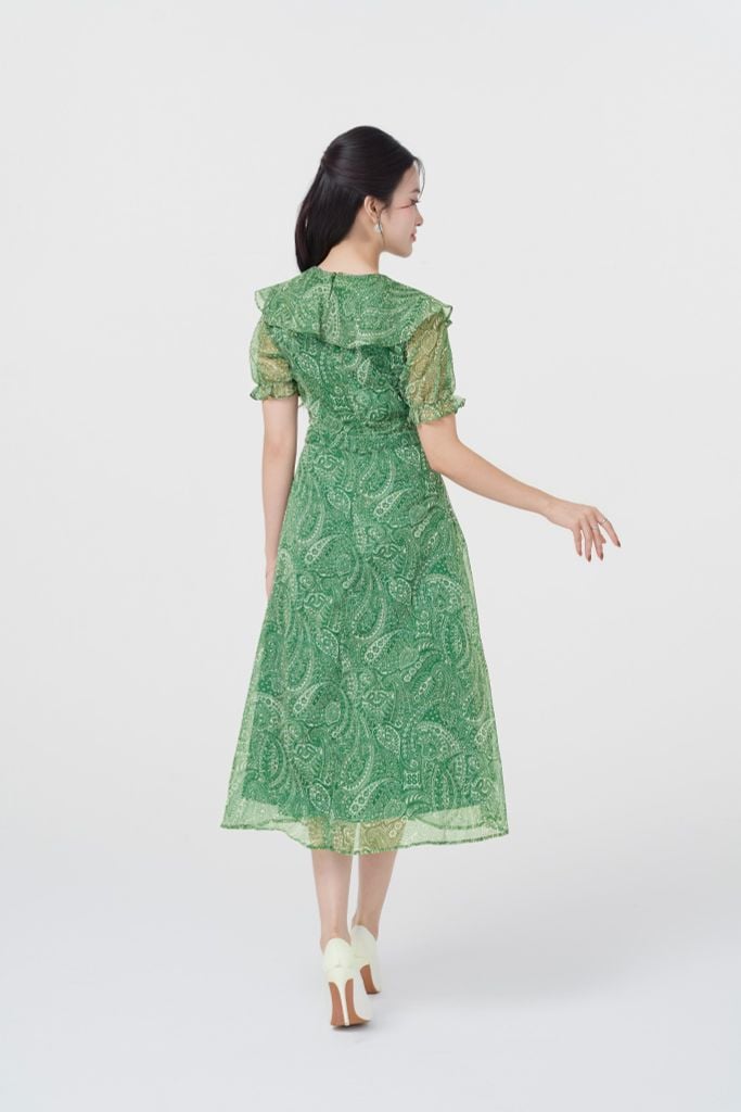  ĐẦM XANH HOẠ TIẾT D40352 