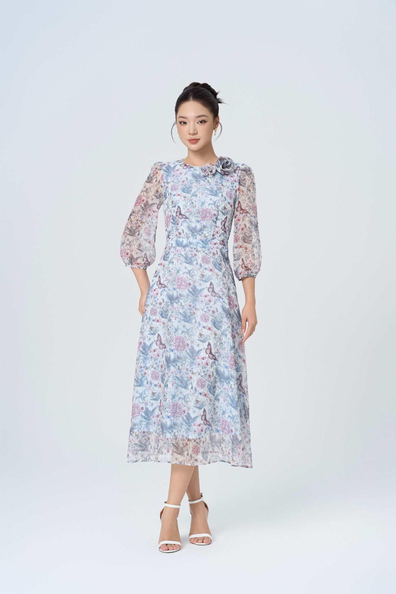 ĐẦM HOA TAY BỒNG D42002