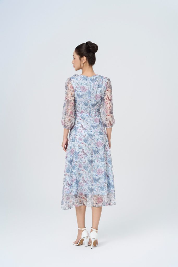  ĐẦM HOA TAY BỒNG D42002 