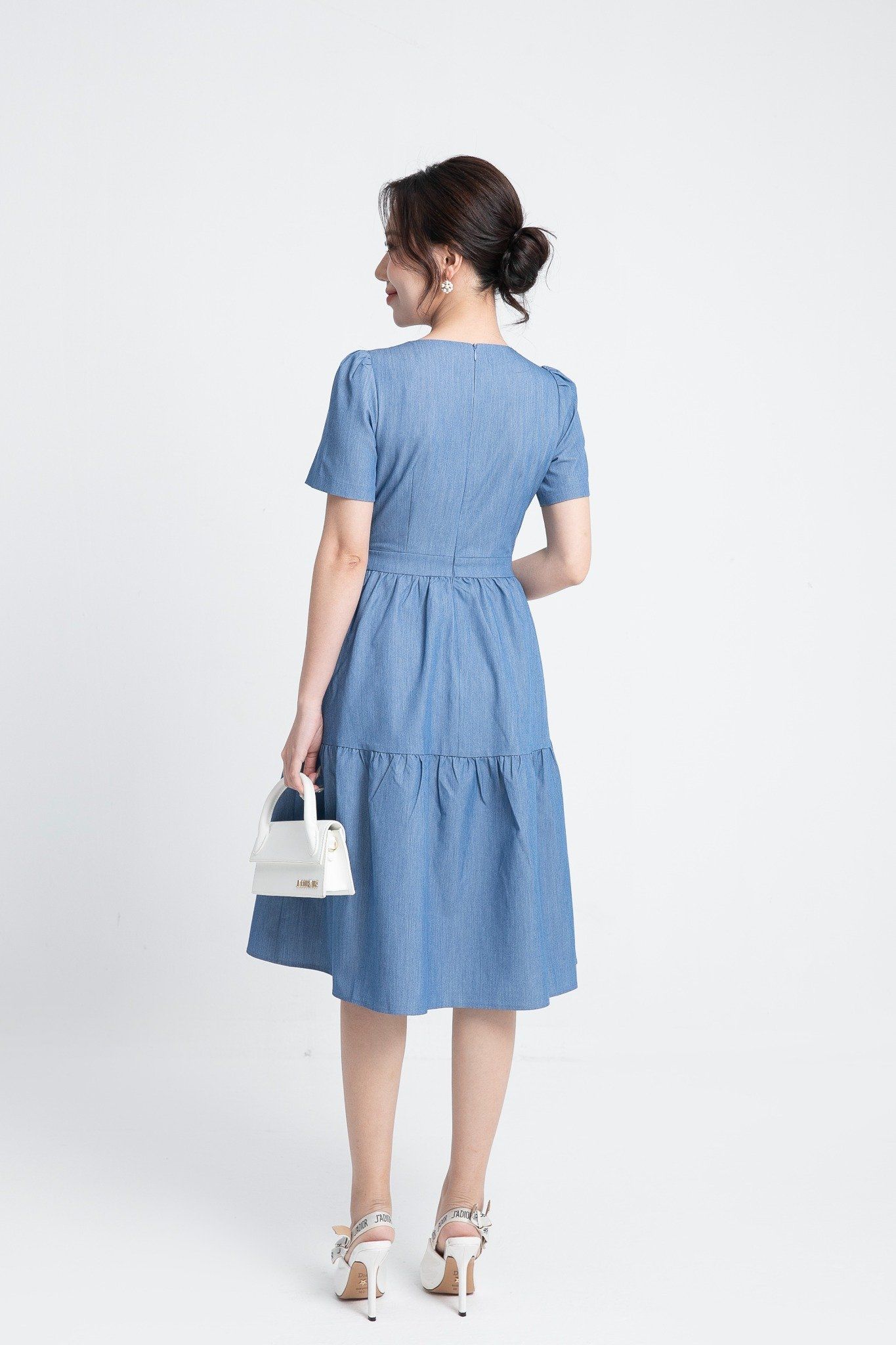 Đầm sơ mi màu xanh dương – Dzung Biez Store HCM