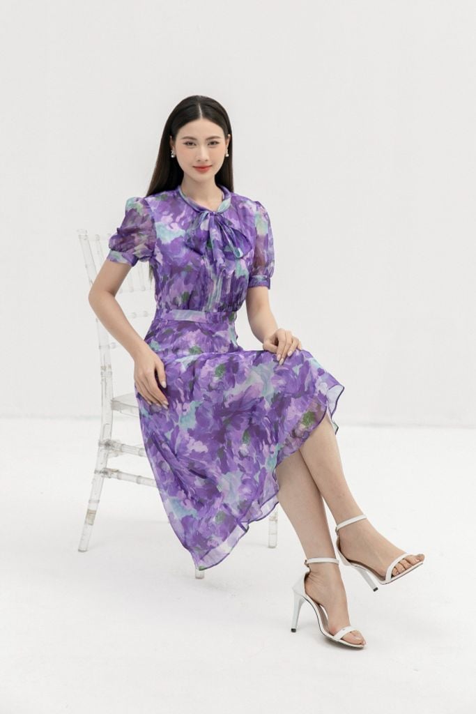ĐẦM HOA TÍM D42992