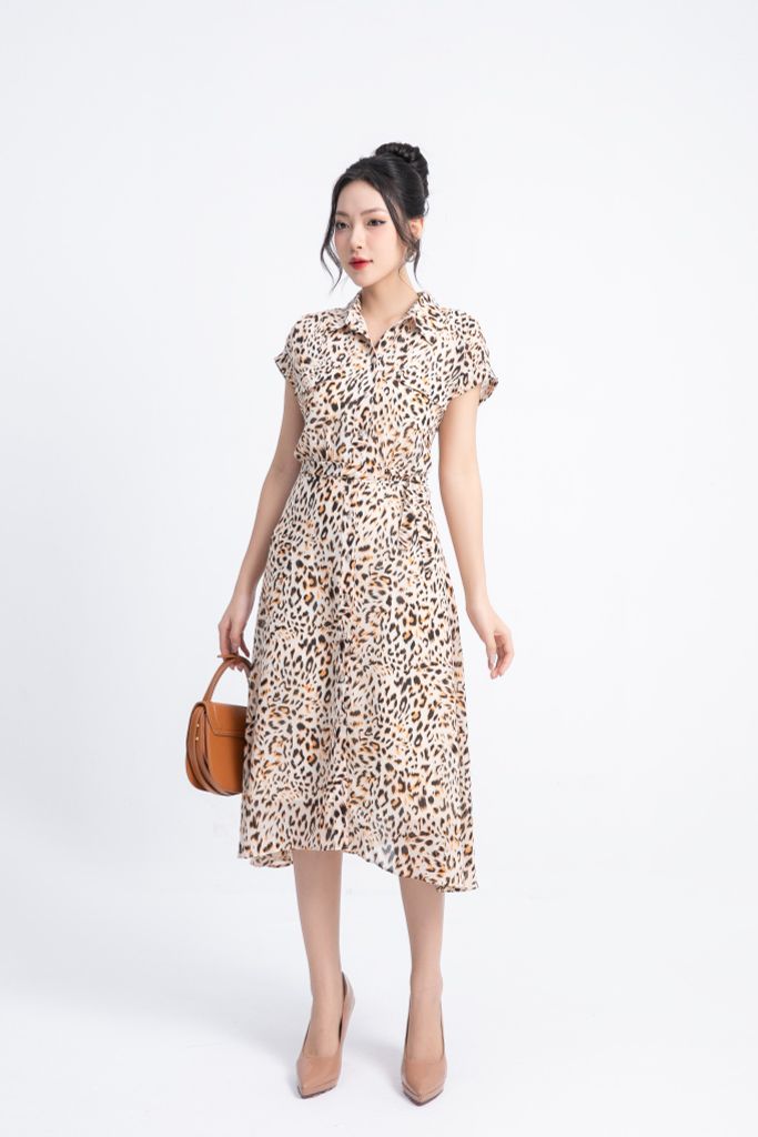 ĐẦM DA BEO CỔ BẺ D64062