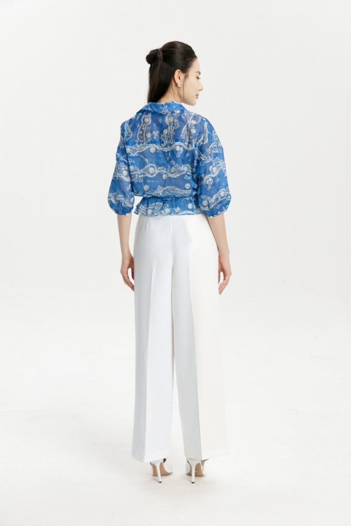  SƠ MI HỌA TIẾT RÚT EO SM00012 