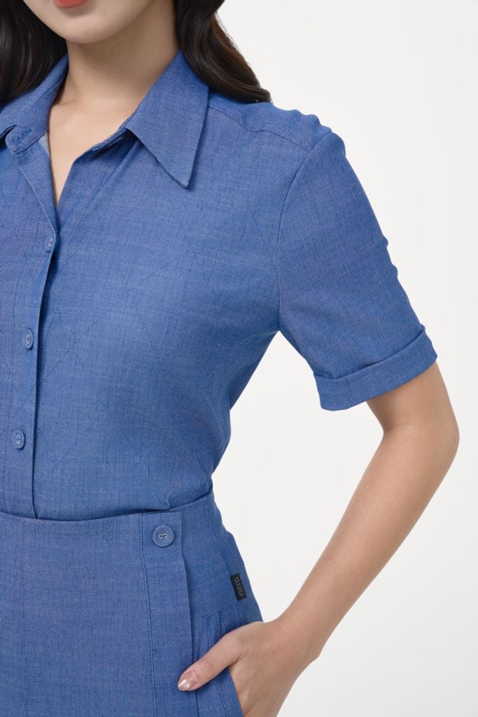  ÁO DENIM CỔ BẺ D00142 