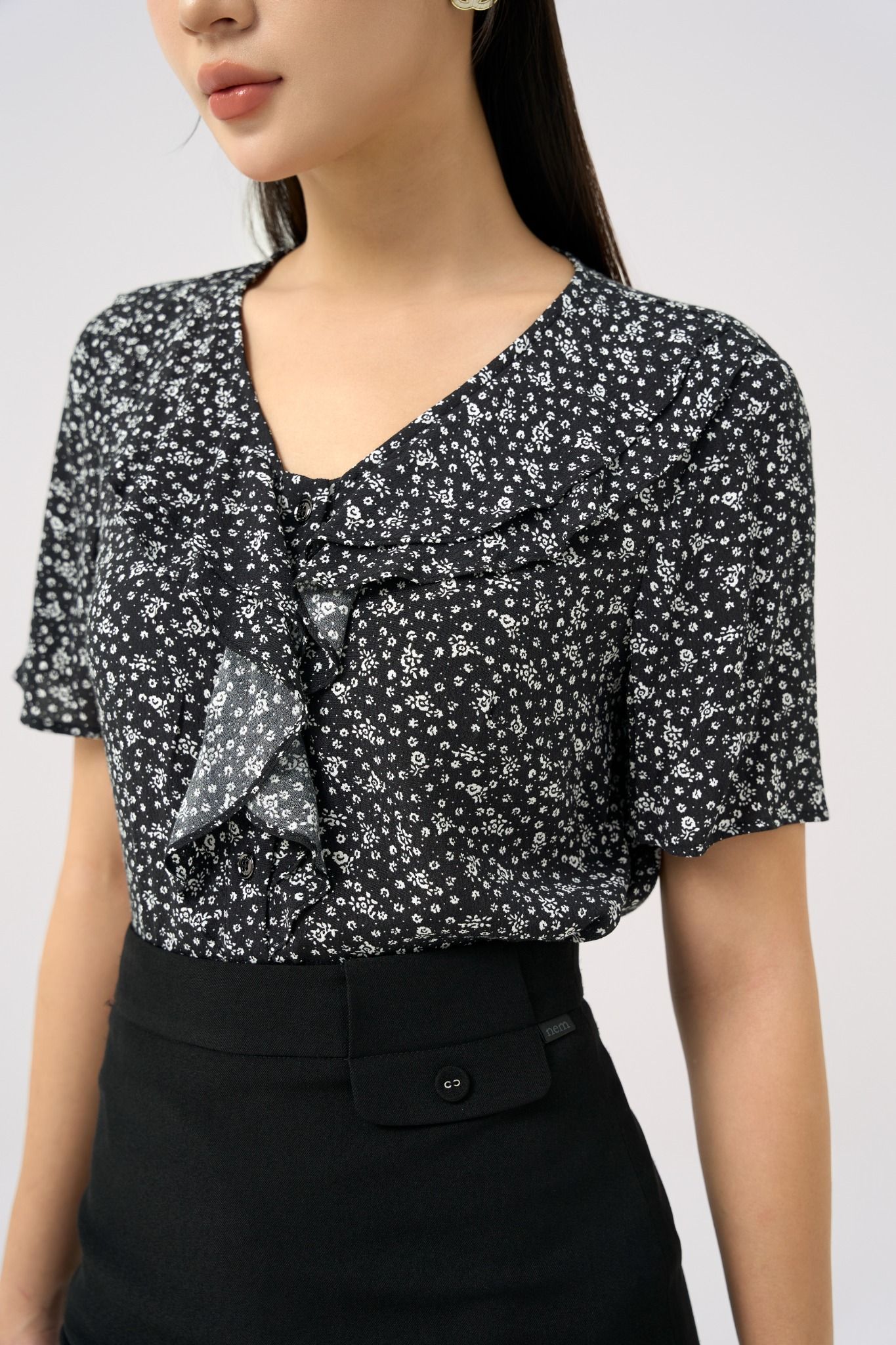 SƠ MI HOA NHÍ CỔ BÈO SM06282