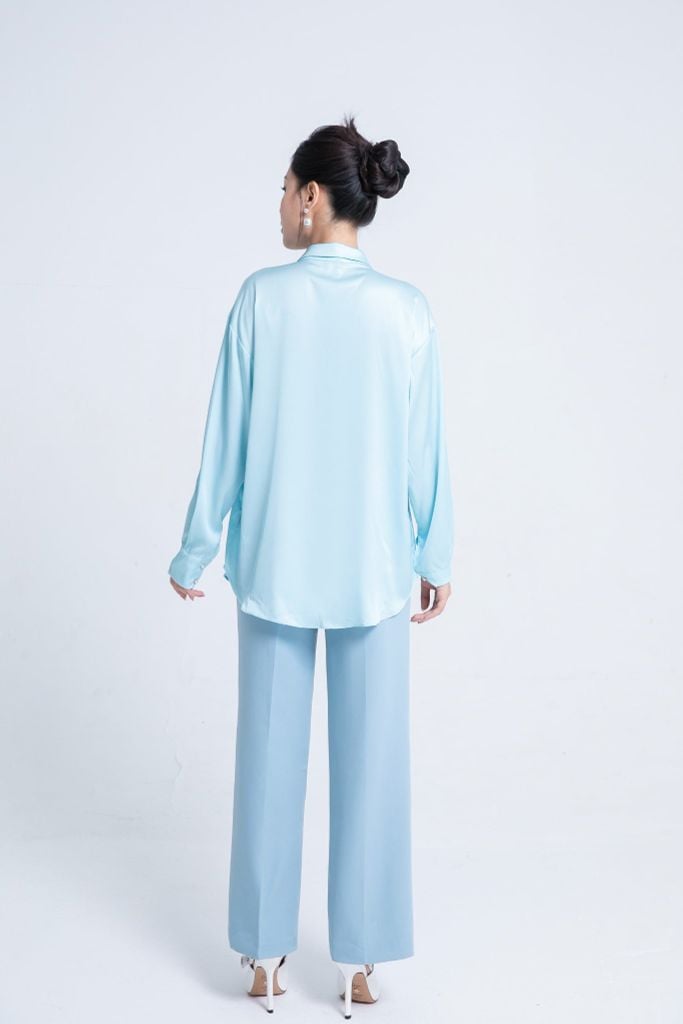  SƠ MI XANH IN HOA SM09232 