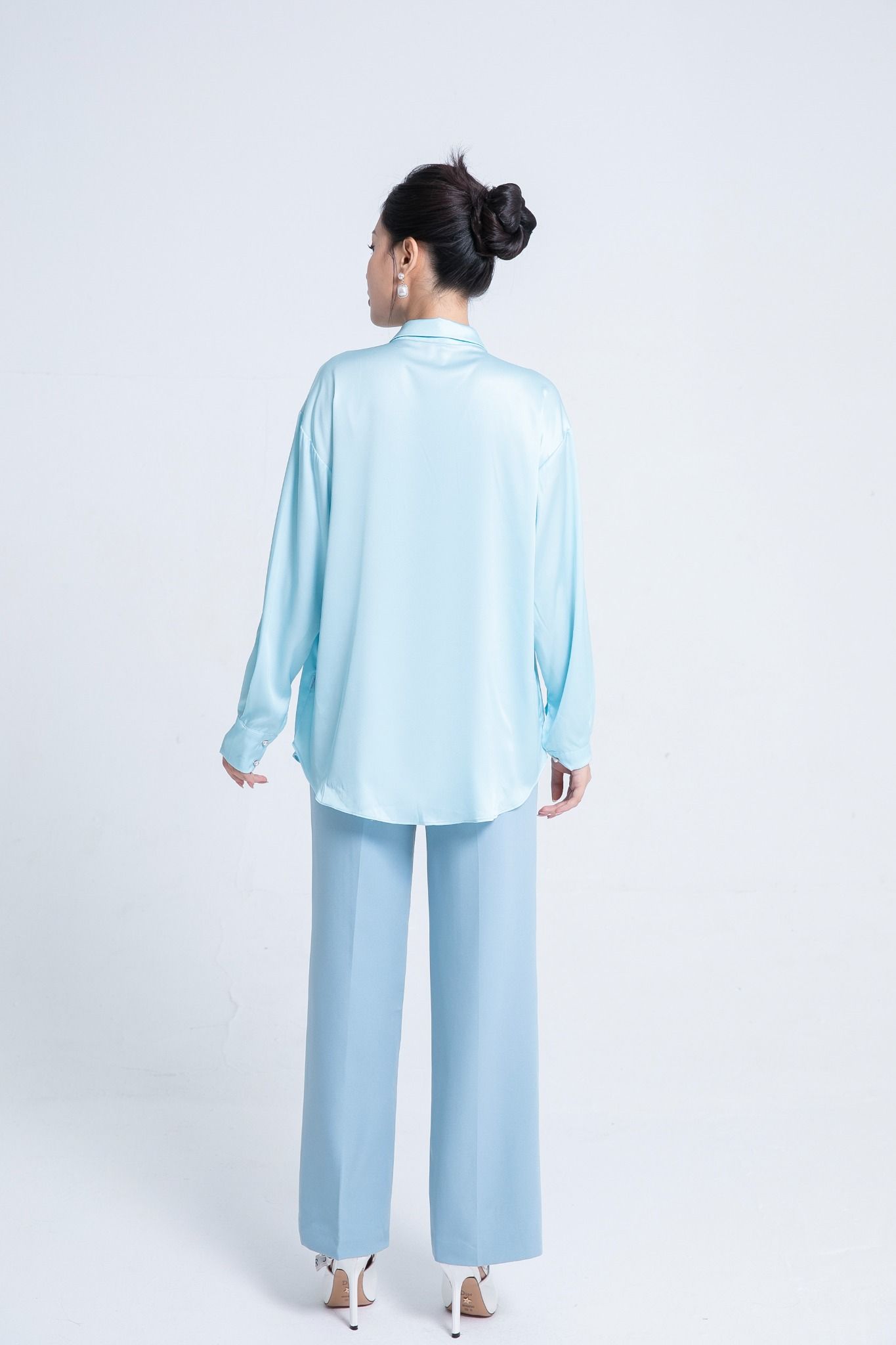 SƠ MI XANH IN HOA SM09232