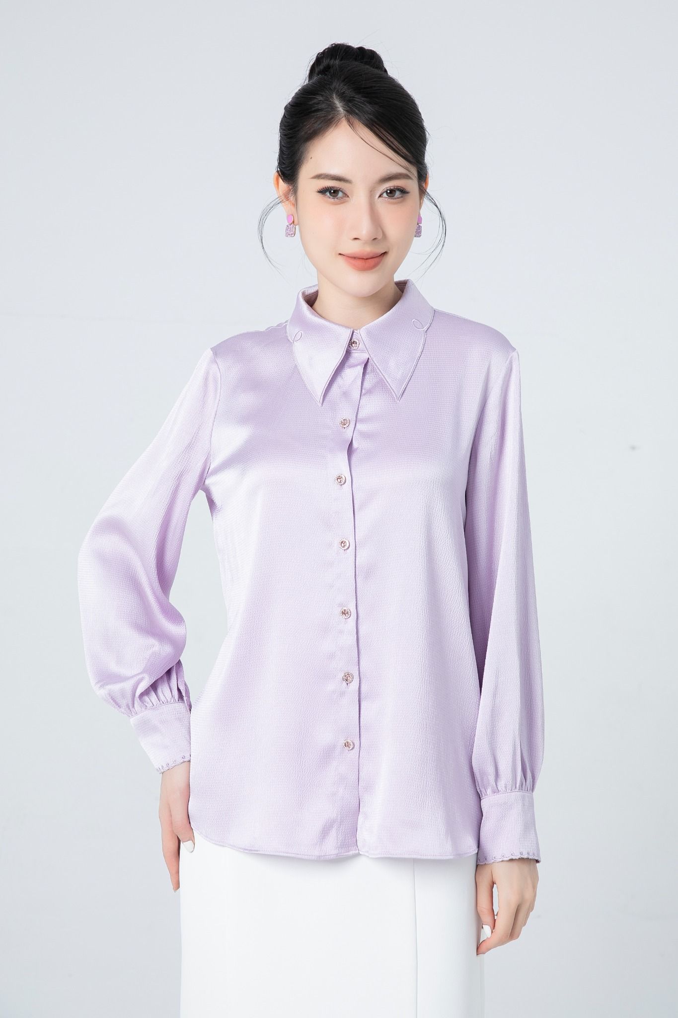 SƠ MI LỤA TRƠN SM10182