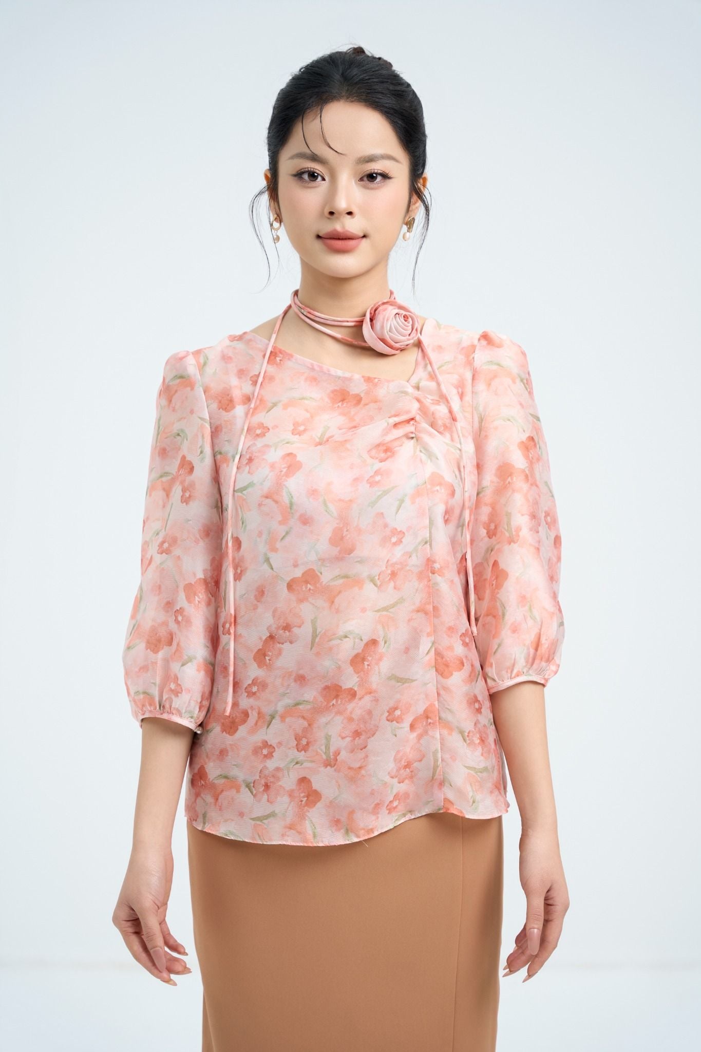 ÁO TƠ HOA KÈM DÂY HOA SM13332