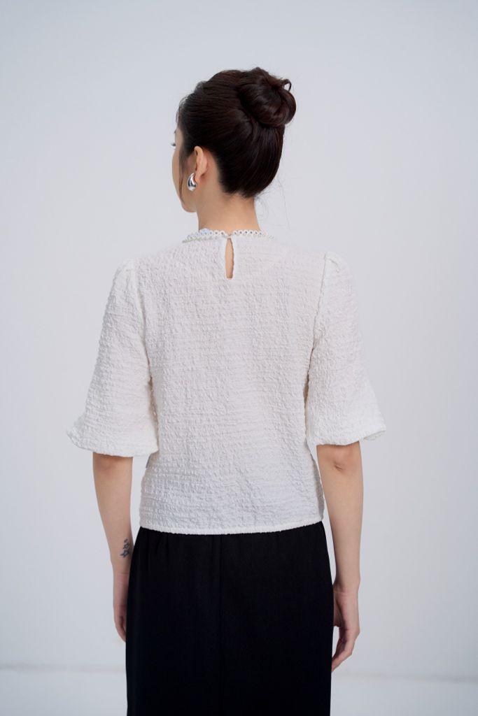  ÁO TRẮNG TAY BỒNG SM14752 
