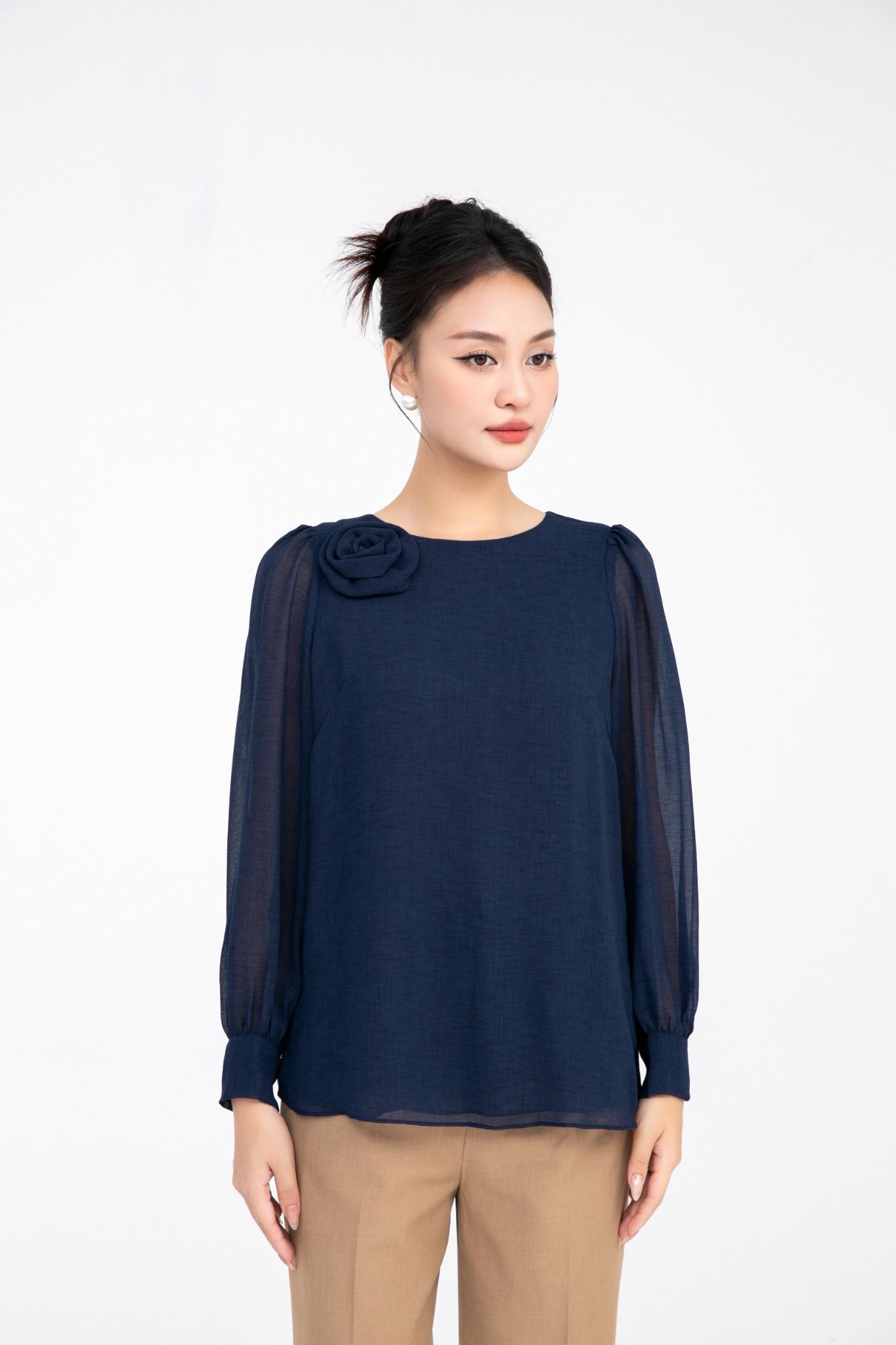 SƠ MI ĐÍNH HOA 3D SM15722