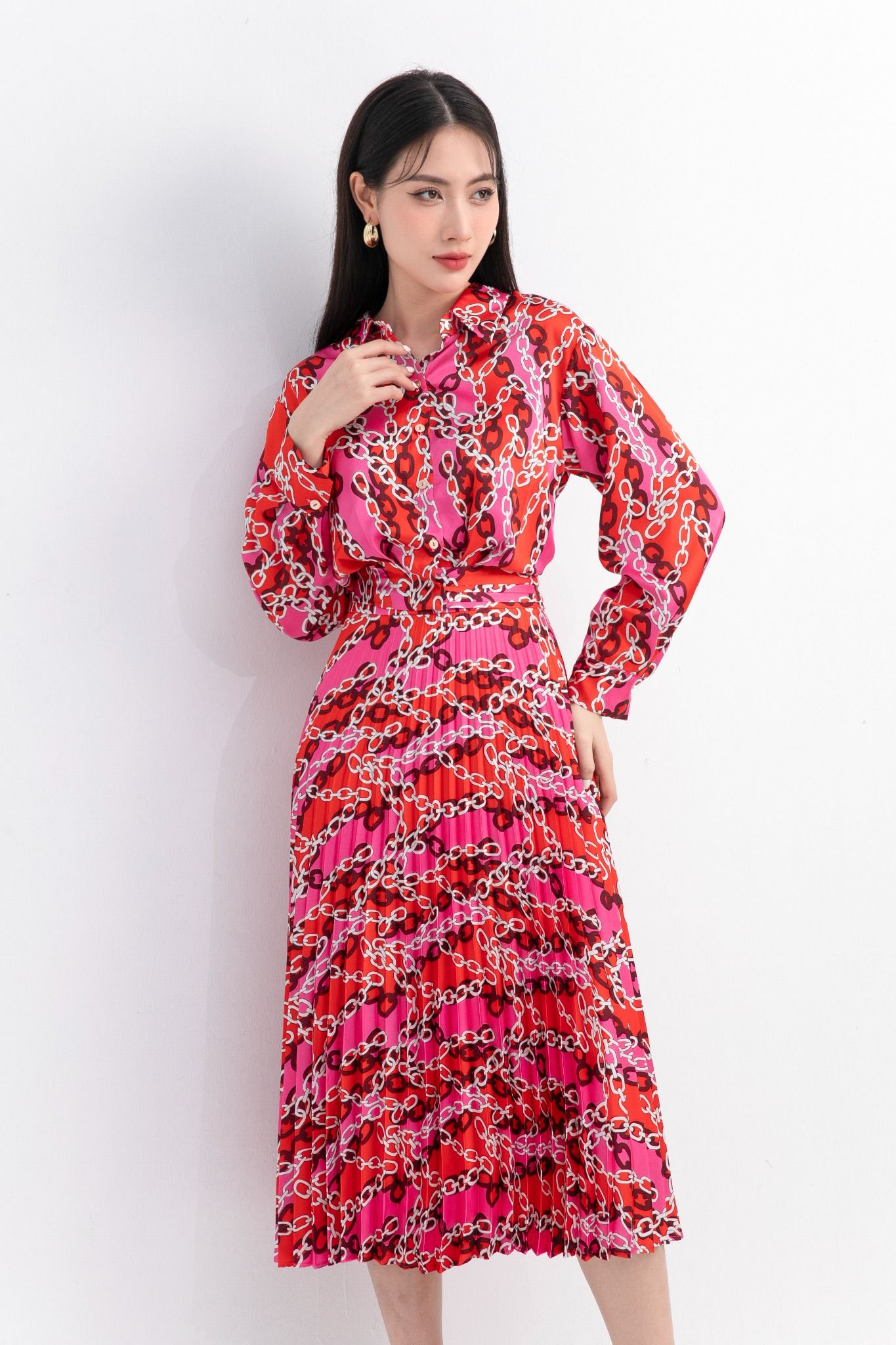 SƠ MI HỌA TIẾT MÓC XÍCH SM16512