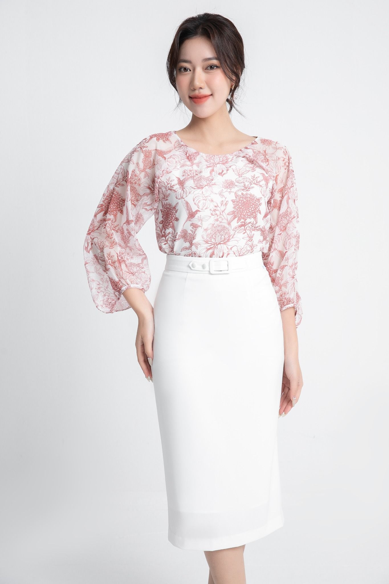 SƠ MI HOA TAY LỠ SM17322