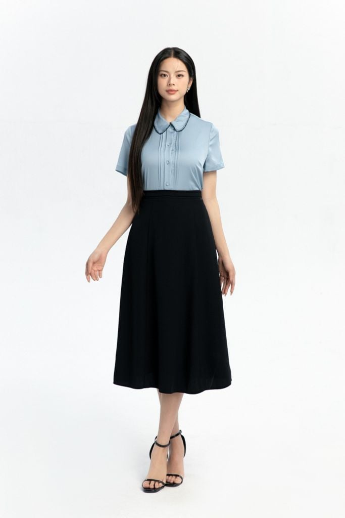 SƠ MI LỤA XANH SM40022