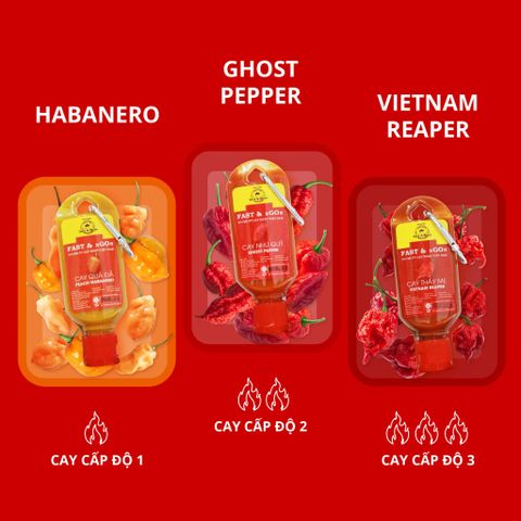 Set móc khóa tương ớt 3 cấp độ 