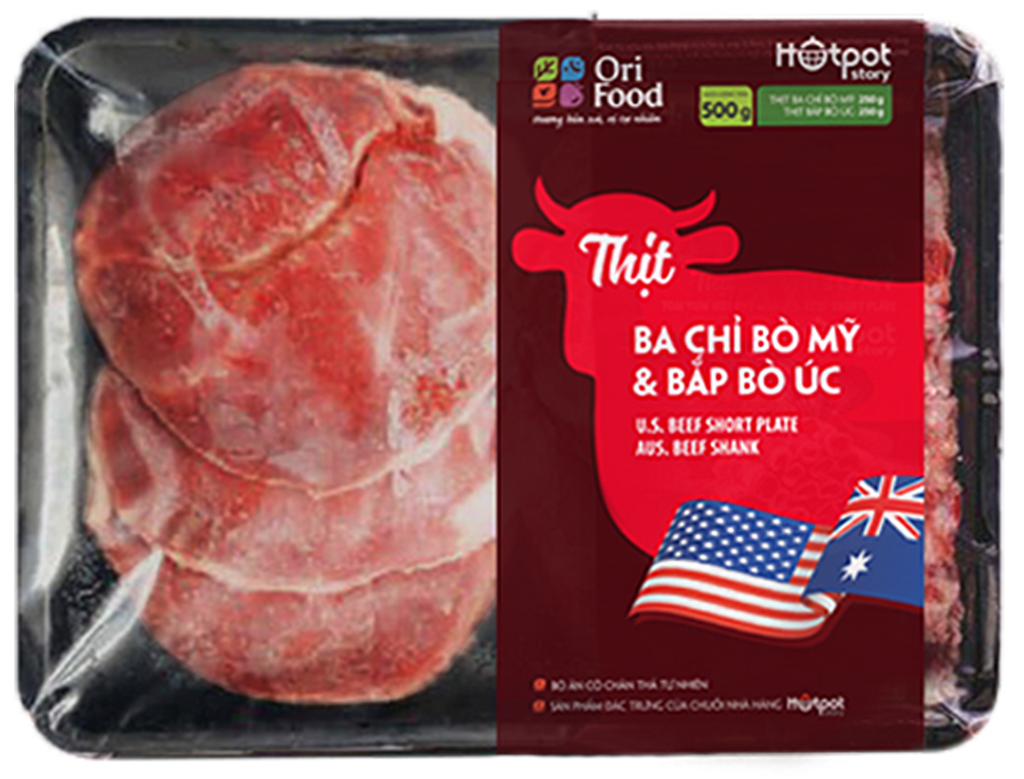 Combo Hotpot Story Thịt Ba Chỉ Bò Mỹ và Bắp Bò Úc (500g)