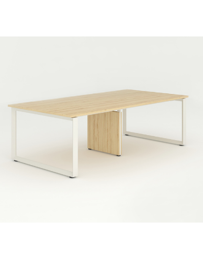 Bàn 1906B12-4 cụm bàn làm việc 4 người với chân sắt trắng và mặt bàn gỗ công nghiệp hiện đại