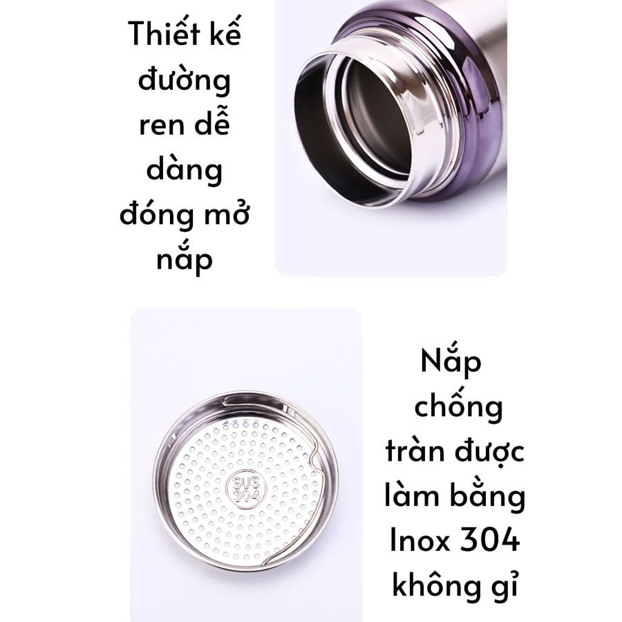 Combo bình giữ nhiệt Inox SUS 304 cao cấp WA NBOLONG 1200ml kèm Set ống hút Inox + Túi giữ nhiệt 2 lớp