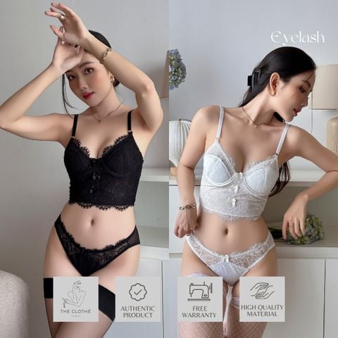  SET BRA GỌNG MÚT MỎNG CROPTOP EYELASH 
