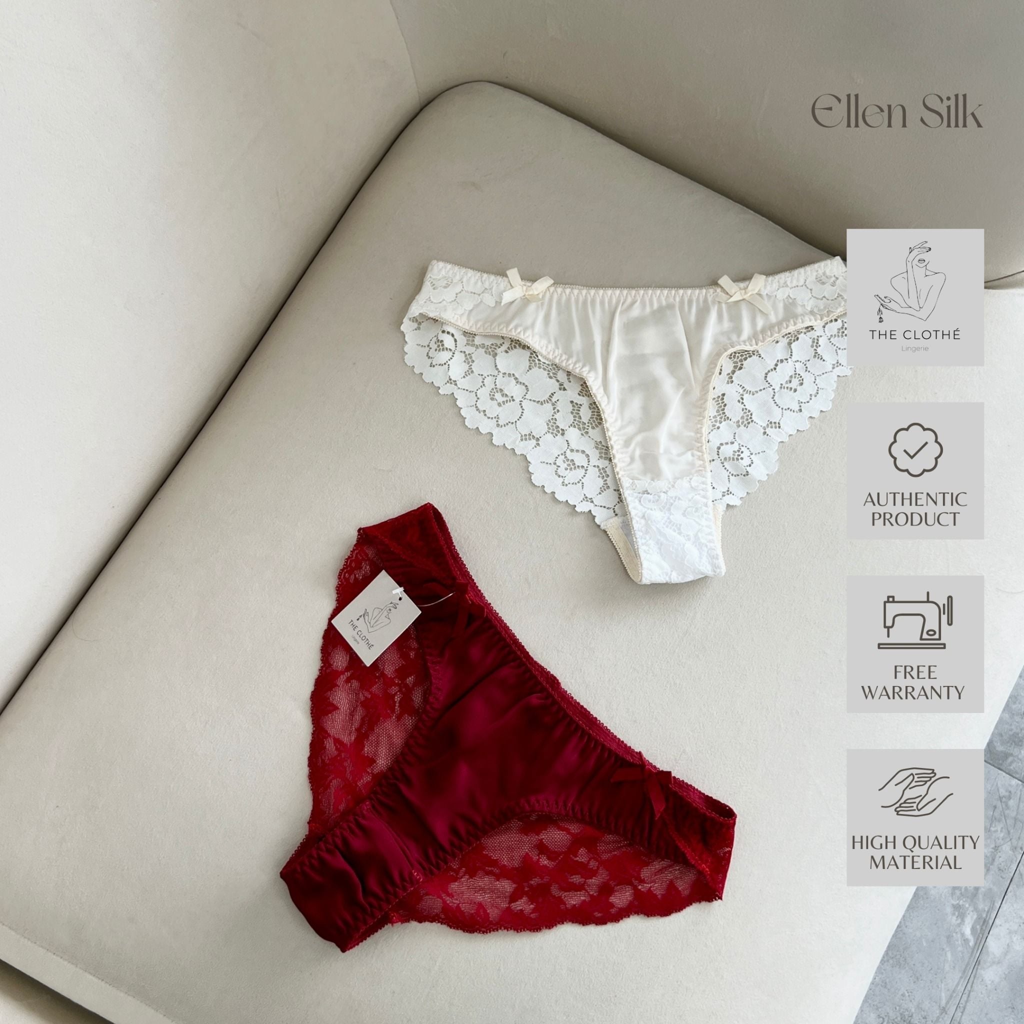  QUẦN LÓT REN PHỐI LỤA QUẦN LỤA ELLEN 