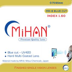 MiHAN 1.60 Mr-8 CHỐNG PHẢN QUANG, SIÊU TRƠN, BLUE CUT