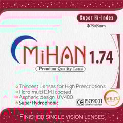MiHAN 1.74 Mr-1.74 CHỐNG PHẢN QUANG, SIÊU TRƠN, UV400