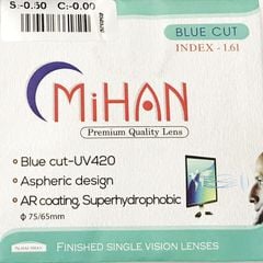 MiHAN 1.61 CHỐNG PHẢN QUANG, SIÊU TRƠN, BLUE CUT