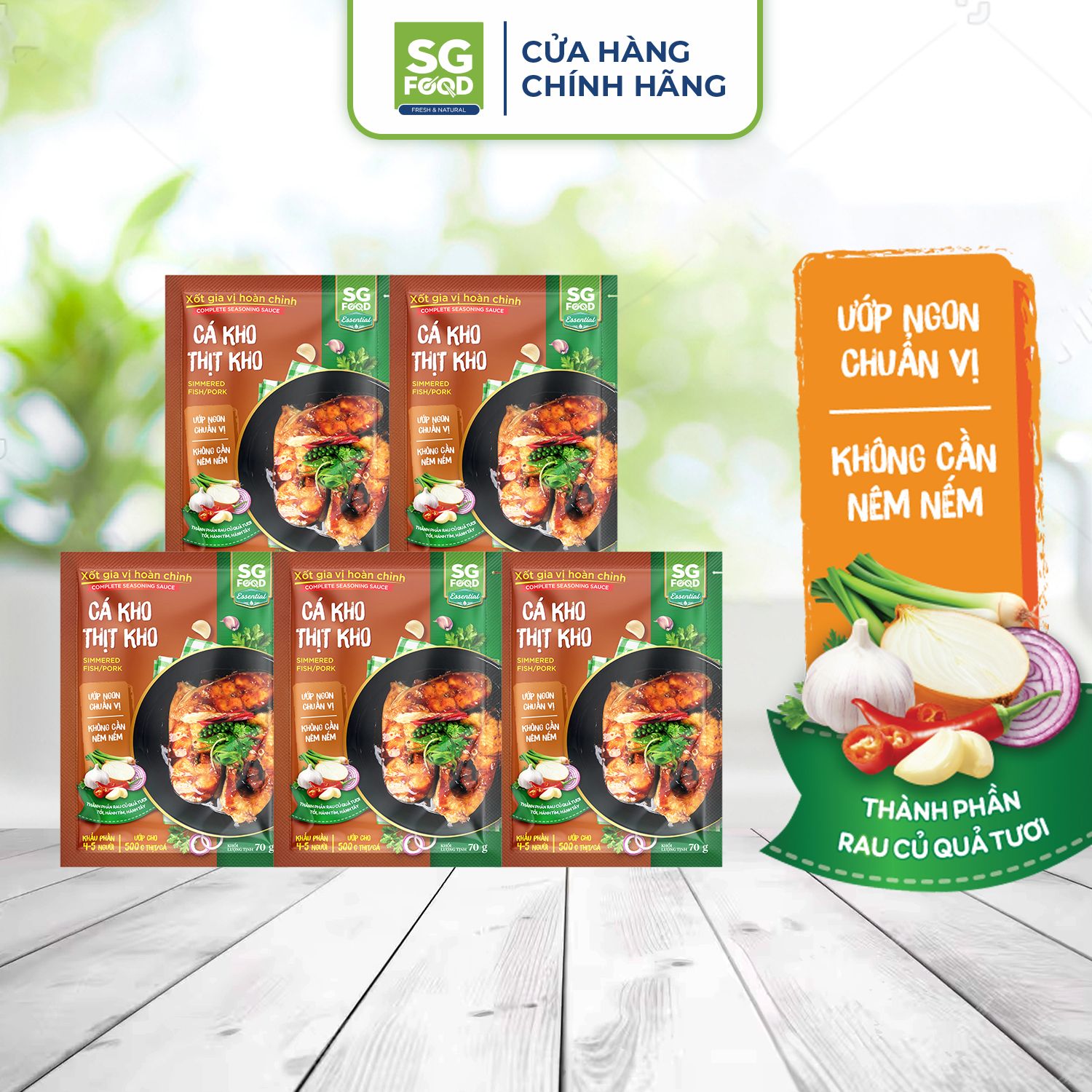 combo 5 xot gia vi hoan chinh ca kho thit kho sgf 70g