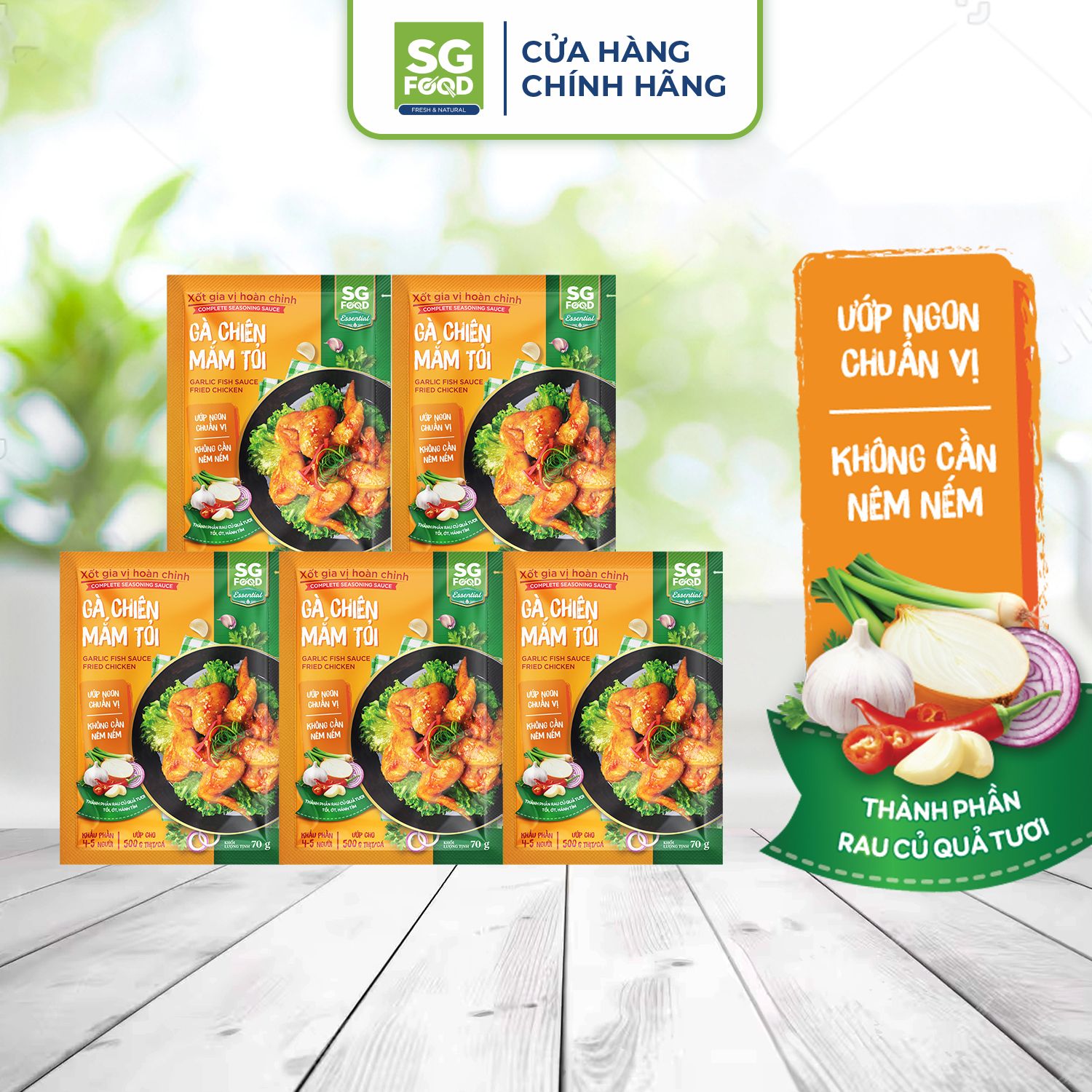 combo 5 goi xot gia vi hoan chinh ga chien mam toi sgf 70g