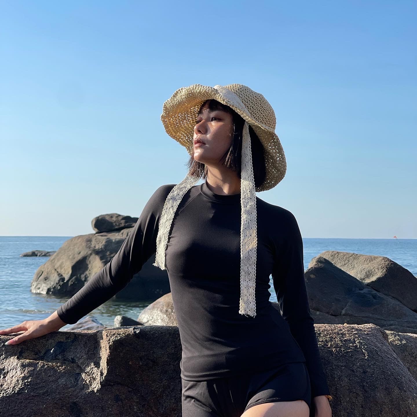  Quần bơi short màu đen - Black short bottom 