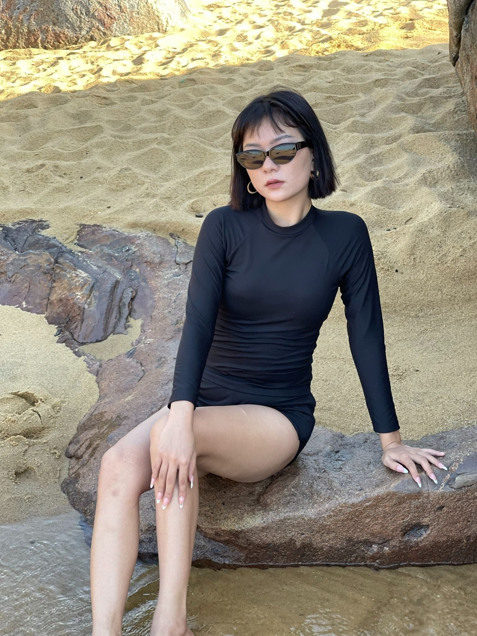  Quần bơi short màu đen - Black short bottom 
