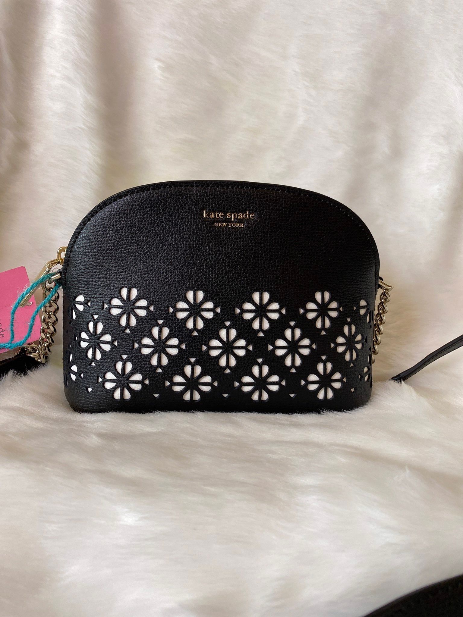 M. Túi đeo chéo mini KATE SPADE 100% màu đen hoa văn trắng mã 438 –  lekhanhshop