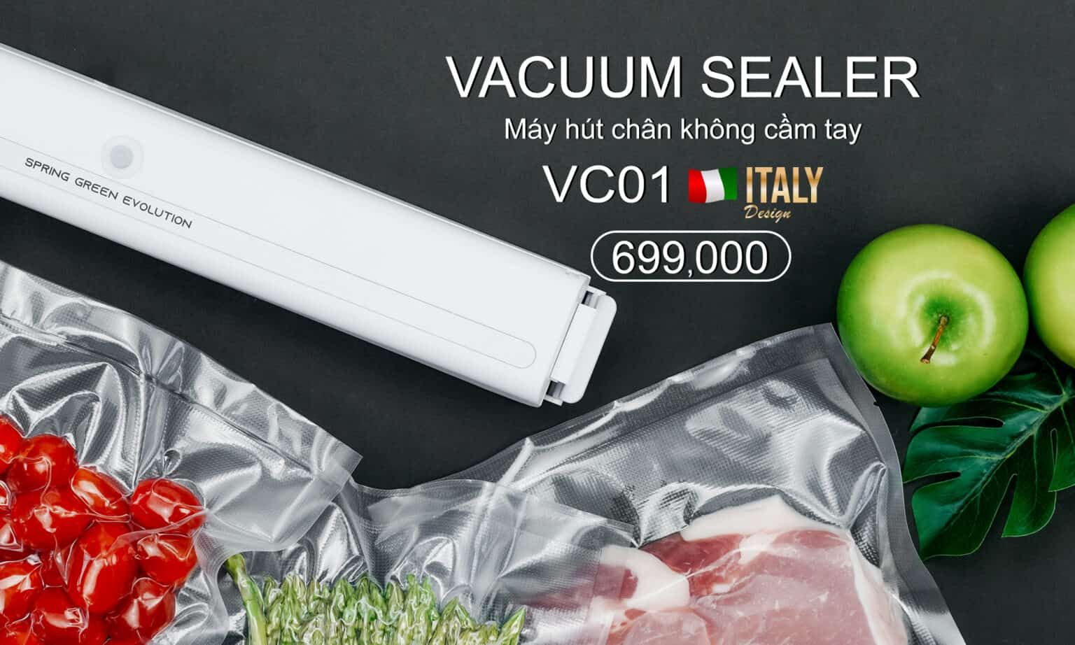  Máy hút chân không bảo quản thực phẩm mini VC01 new. Kiểu dáng nhỏ gọn, bảo quản thực phẩm lâu hơn. 