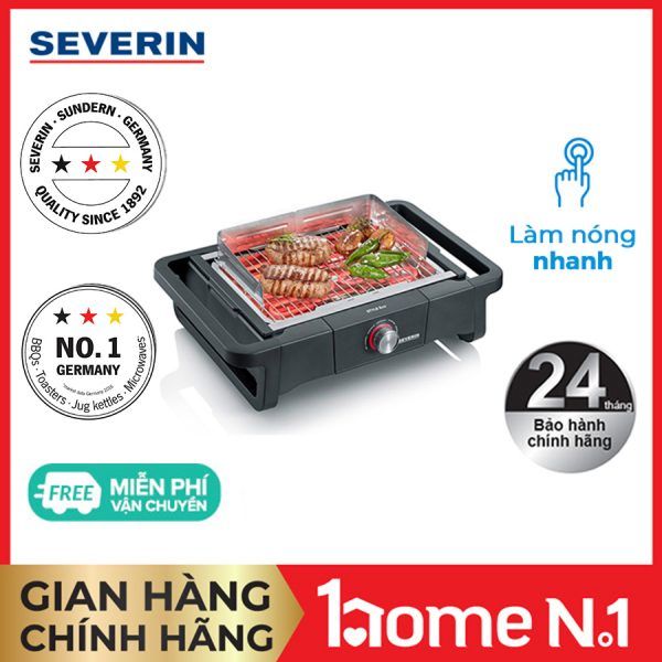  Vỉ nướng điện Đức Severin PG 8123 / 8124. Công suất 2500W. Nướng siêu nhanh, giảm khói, có cả chân đứng cho bếp. 