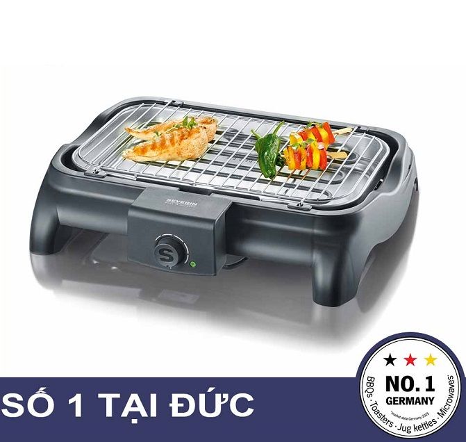  Vỉ nướng điện Đức Severin PG8511. Công suất 2300W. Giảm thiểu khói, mỡ chảy và thức ăn không bị khô. 