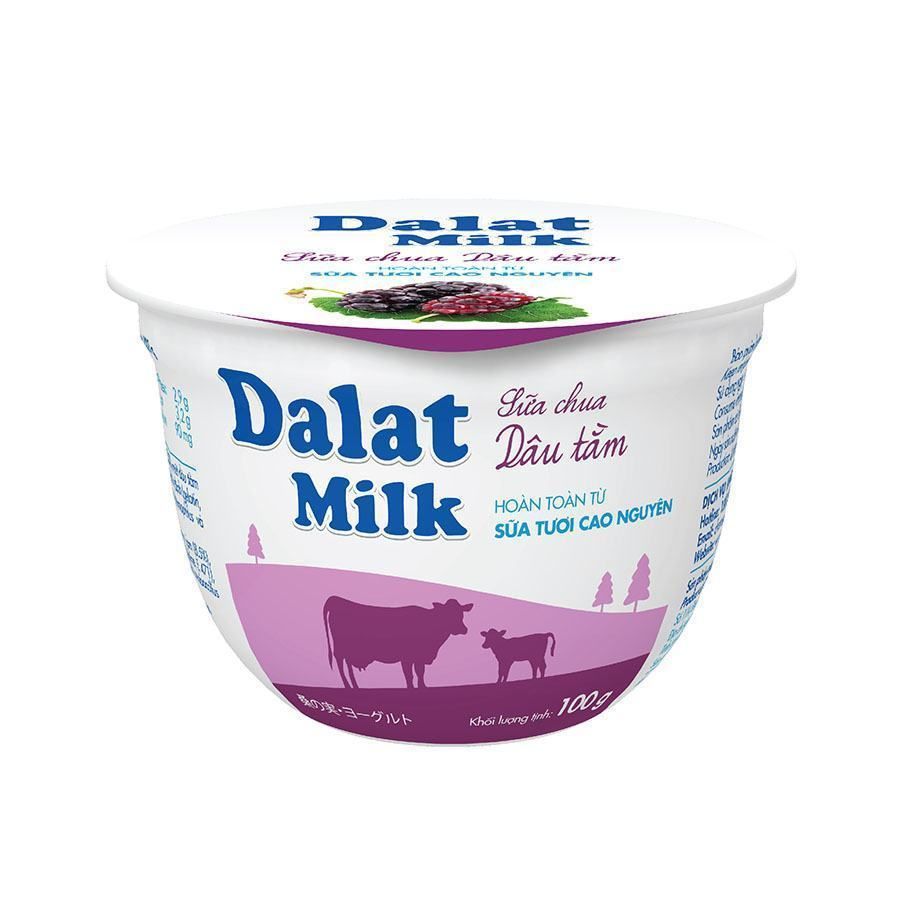  3 Hộp Sữa chua dâu tằm 100g DaLat milk 