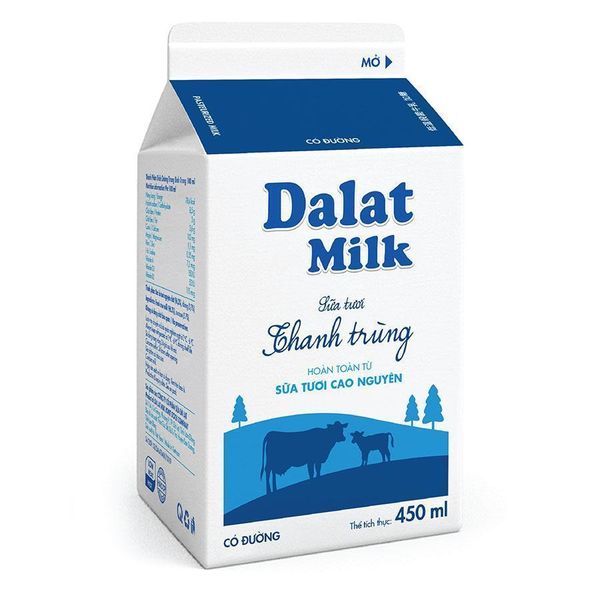  Sữa tươi thanh trùng DaLat milk có đường 450ml 
