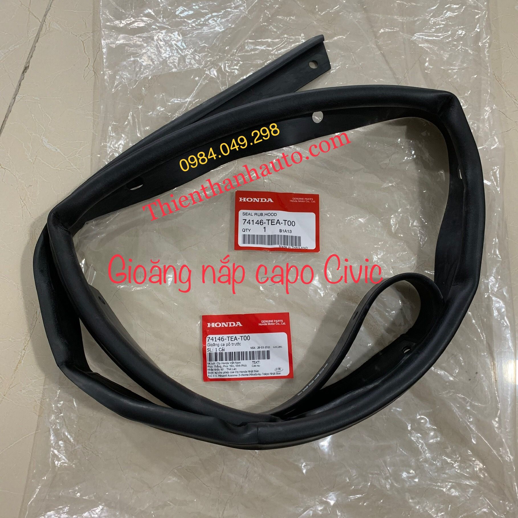 Gioăng cao su nắp capo trước Honda Civic chính hãng - Phụ tùng ô tô Thiên Thanh