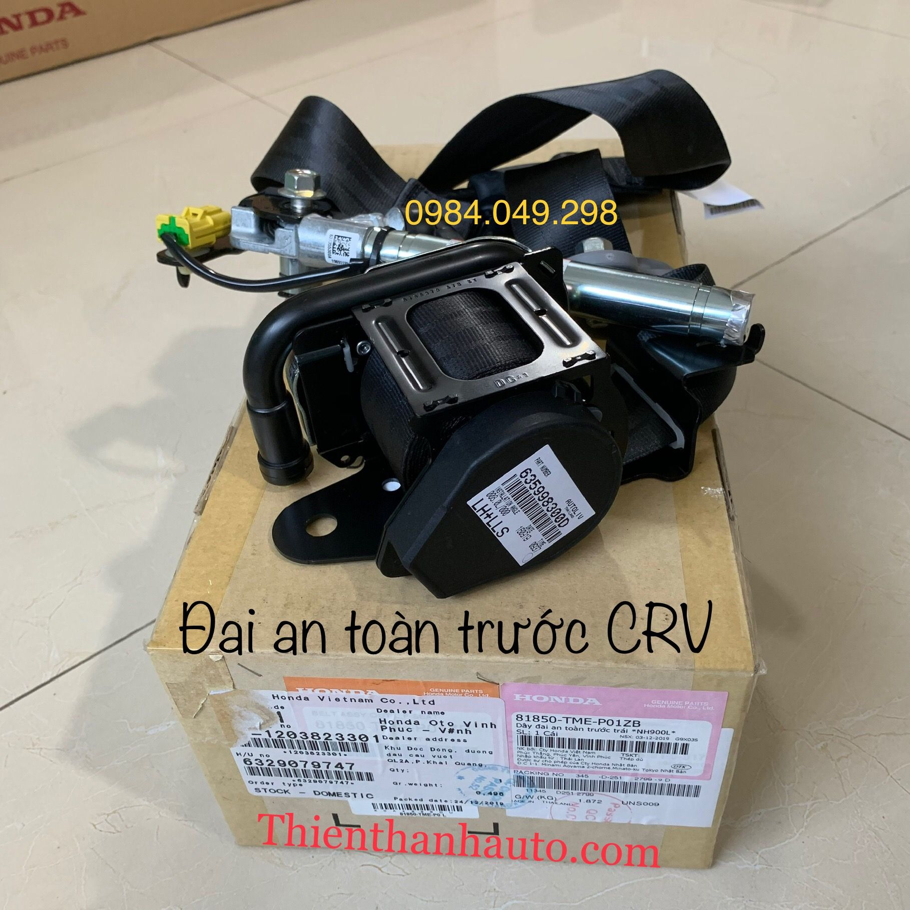 Dây đai an toàn trước Honda CRV 2017-21 chính hãng - 81850TMEP01ZB - Thienthanhauto.com