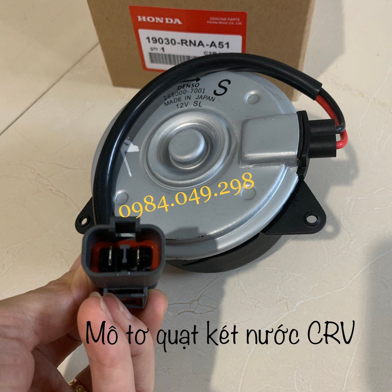 Mô tơ quạt két nước Honda CRV- Hàng Denso Nhật chính hãng- Tel: 0984.049.298