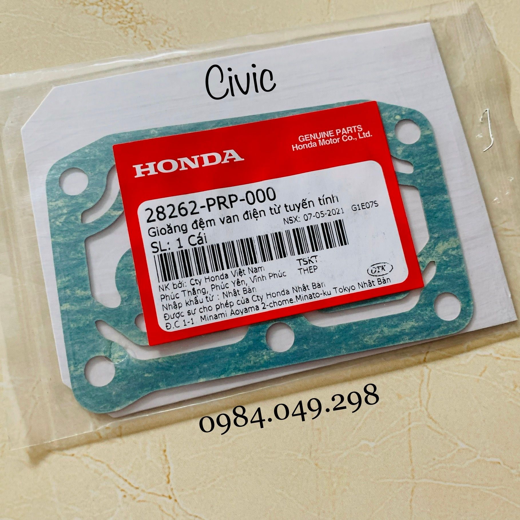 Gioăng đệm van đôi hộp số Honda Civic 2.0 - Gioăng đệm van điện từ tuyến tính Civic 2006-2012 - 28262PRP000