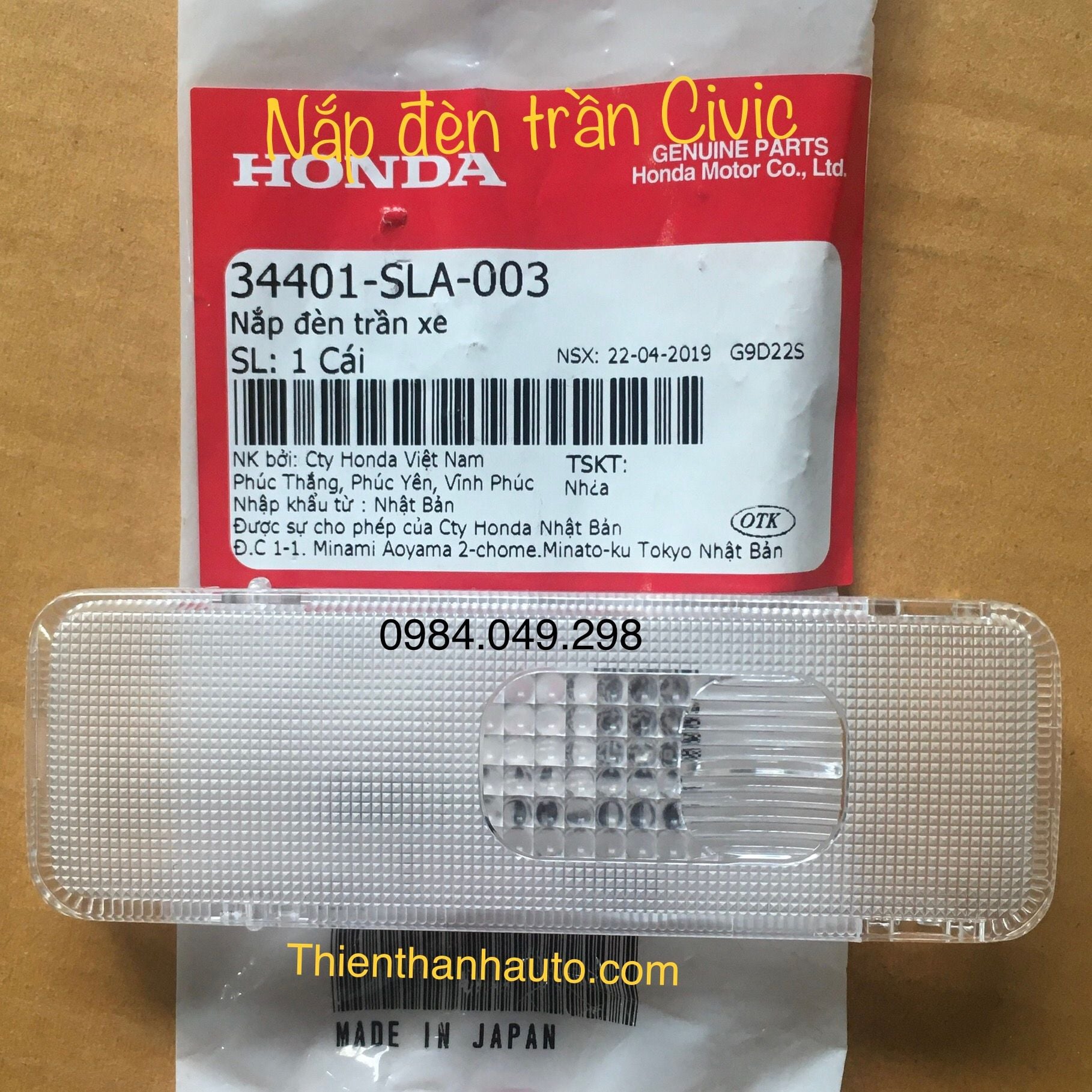 Nắp đèn trần Honda Civic chính hãng - Phụ tùng ô tô Thiên Thanh