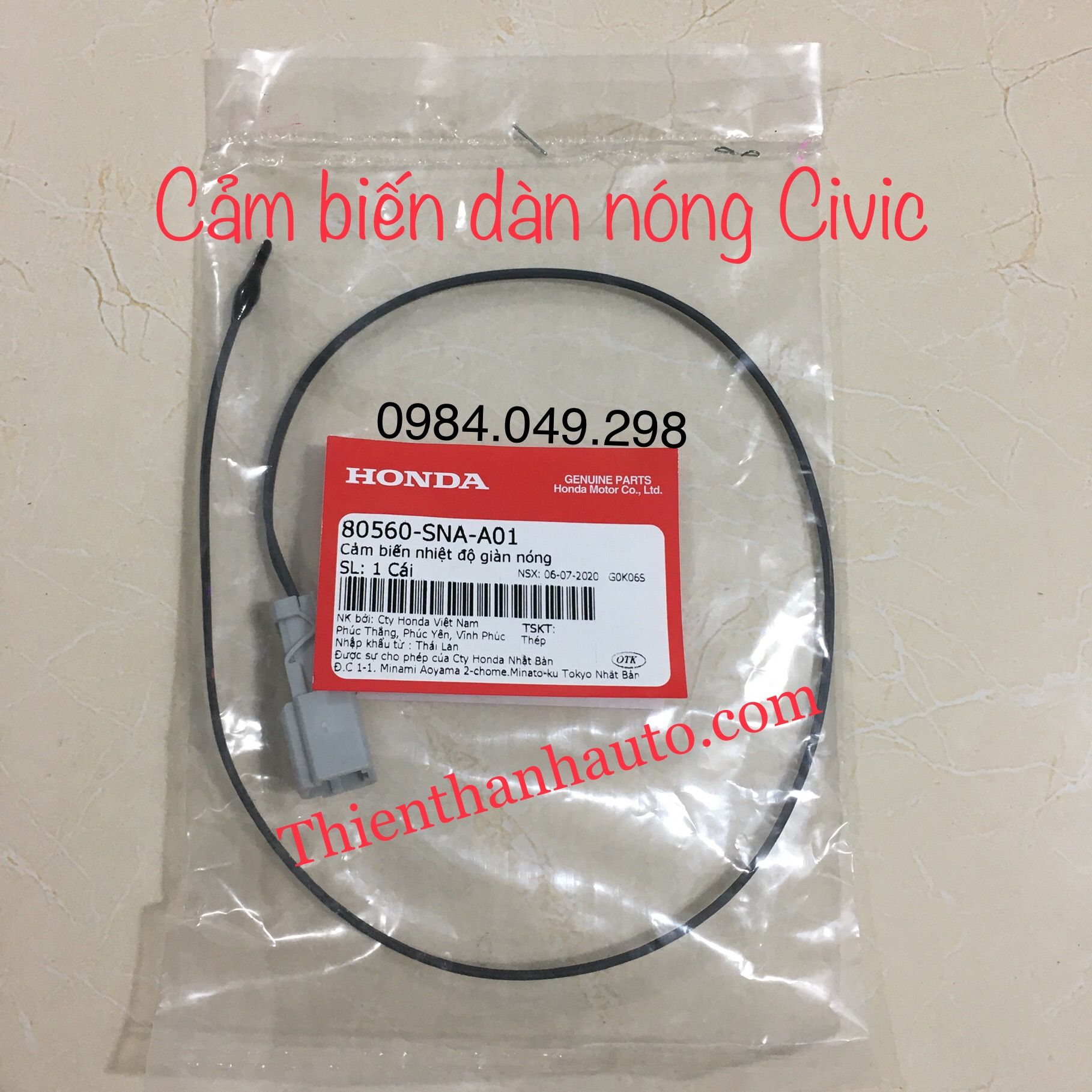 Cảm biến nhiệt độ dàn nóng Honda Civic chính hãng - 80560SNAA01