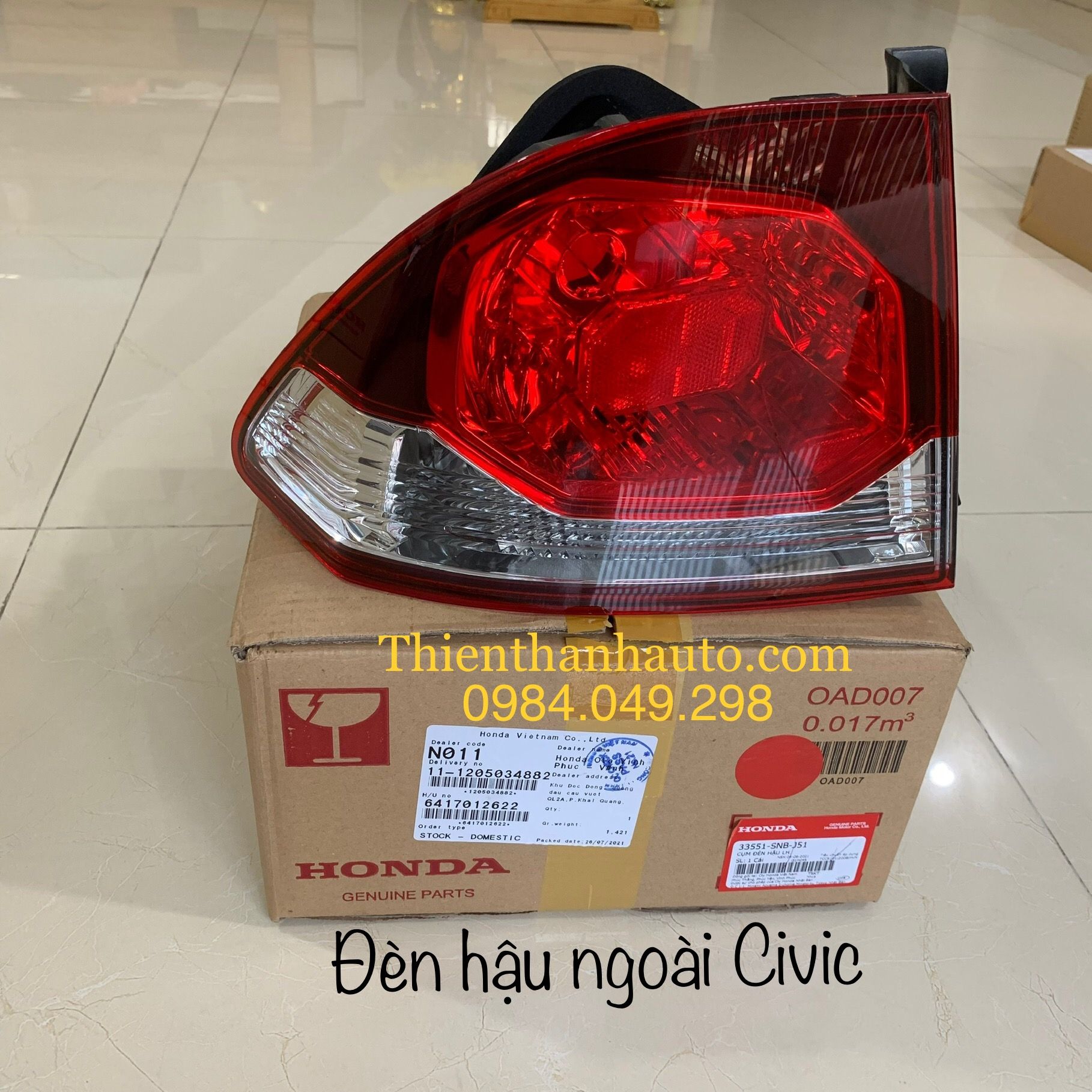 Đèn hậu ngoài Honda Civic đời 2010-2012 chính hãng - Phụ tùng ô tô Thiên Thanh