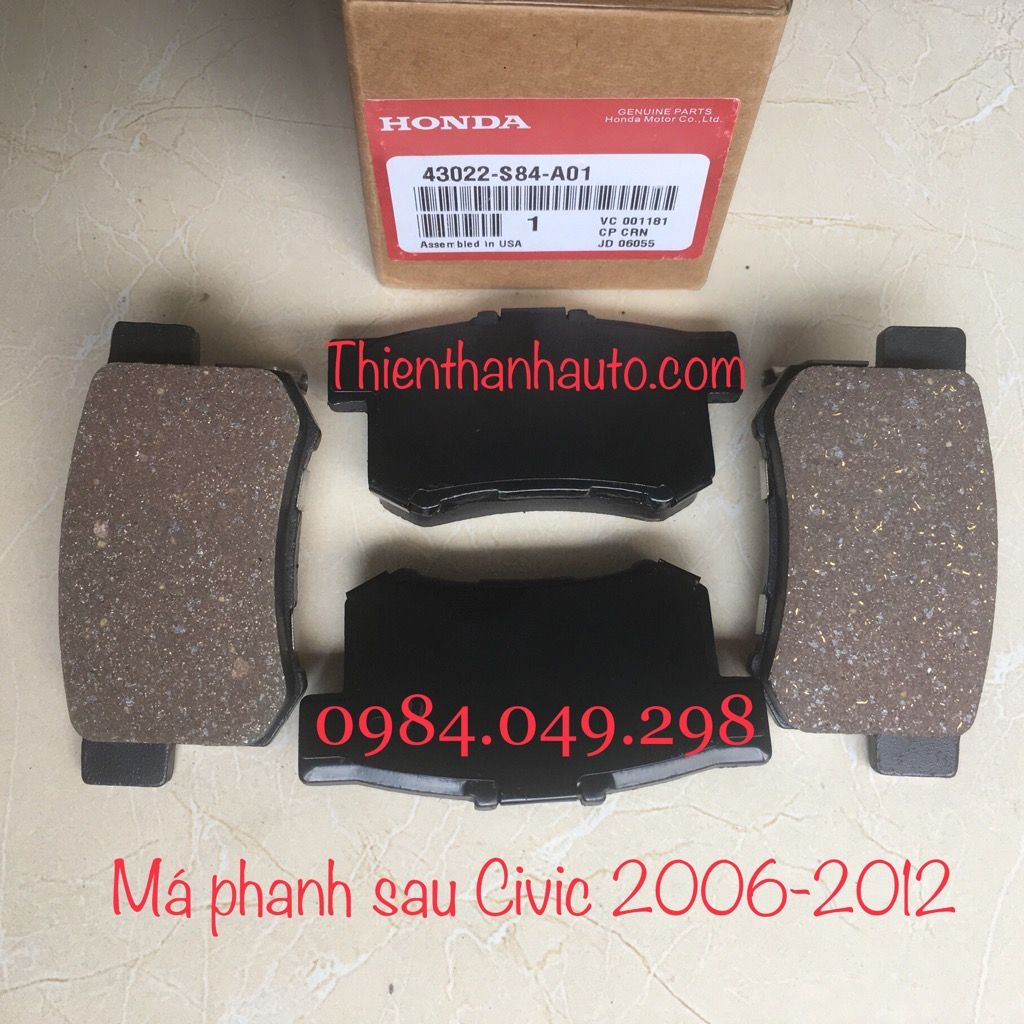 Má phanh sau- bố thắng sau Honda Civic 2006-2012 - Hàng nhập khẩu từ USA