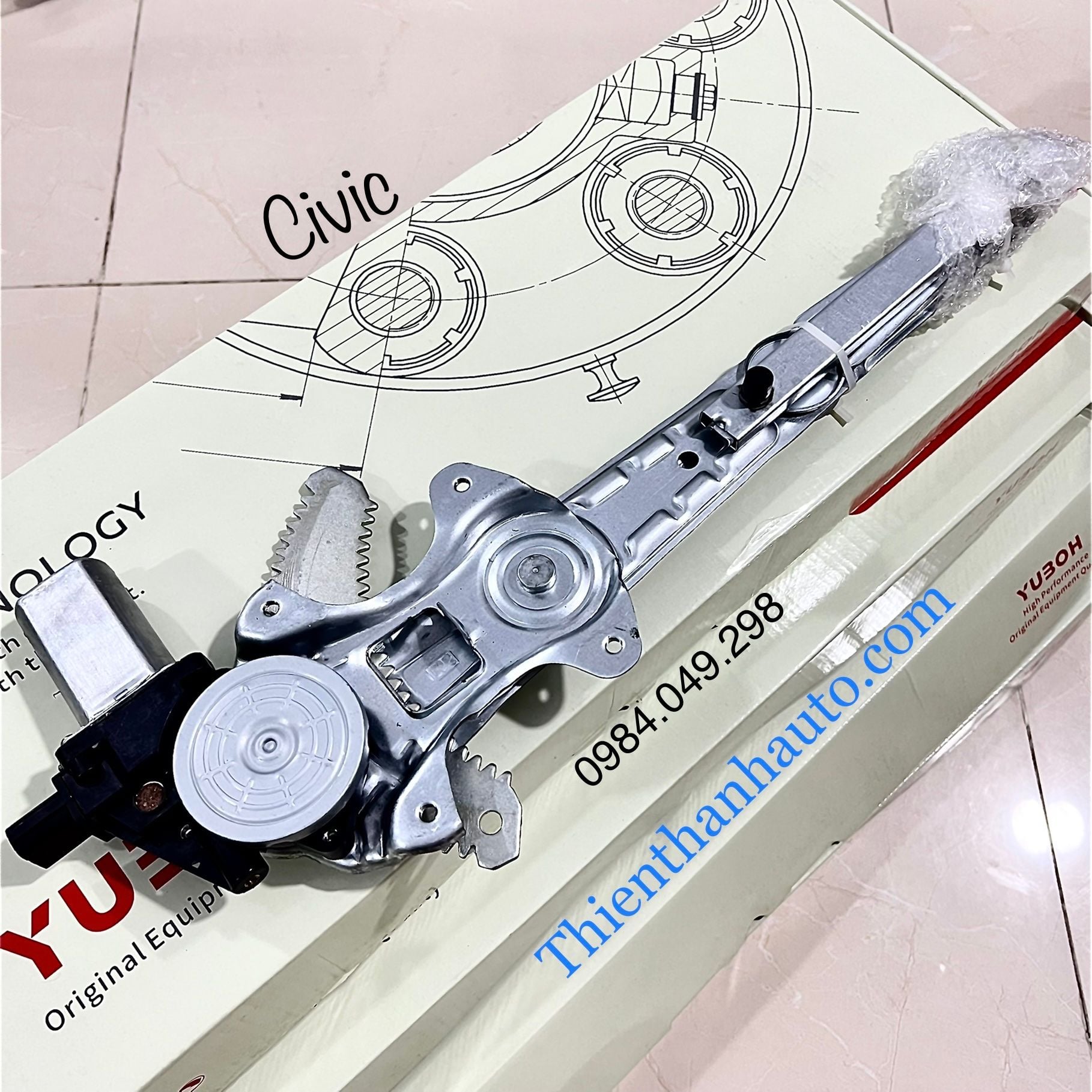 Mô tơ lên xuống -nâng hạ kính cửa trước bên phải Honda Civic 2013-2014-2015 (liền compa)